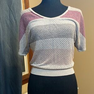 Express XS Tan and Pink Knit Top
